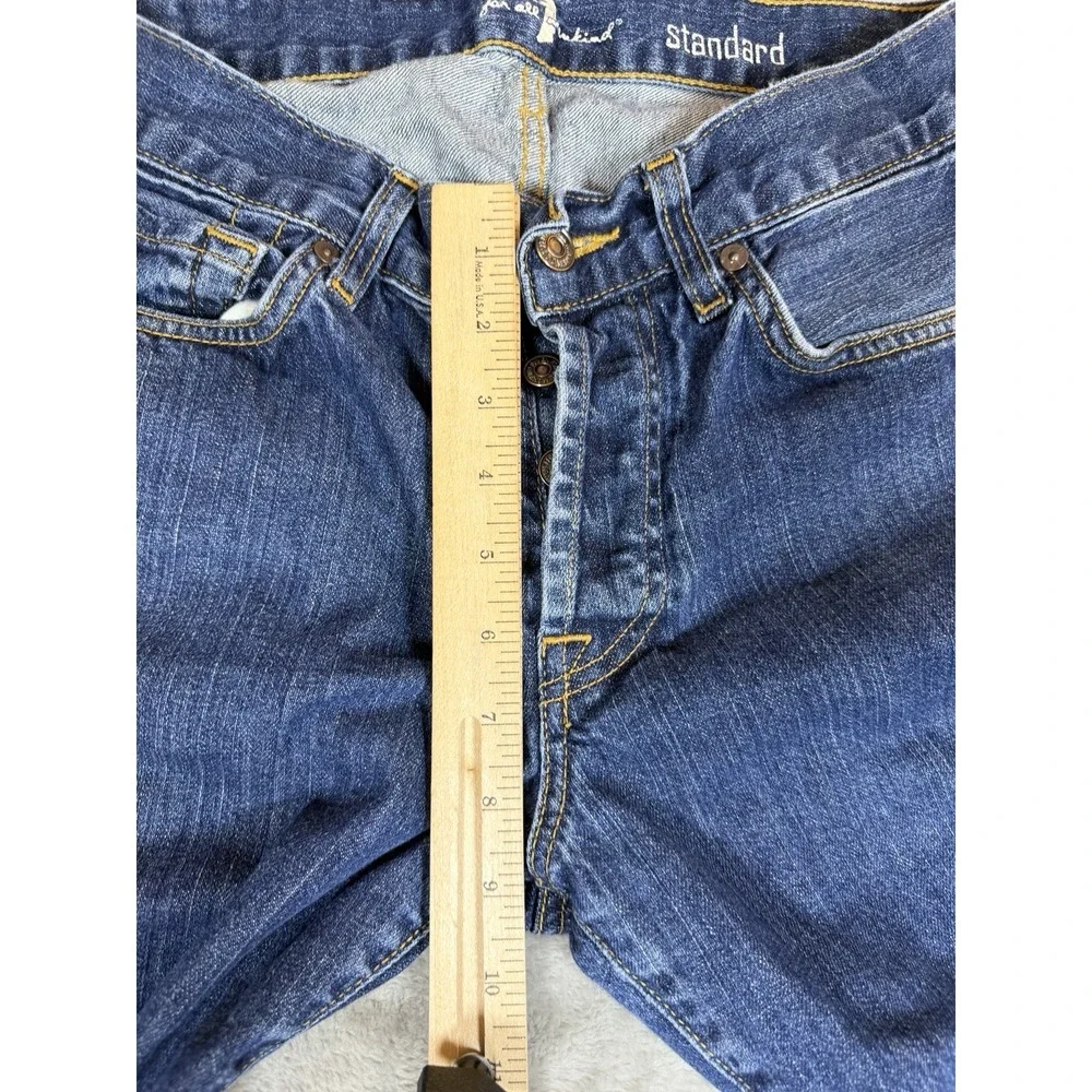 7 For All Mankind Standard Jeans Mens 30x30 Blue Denim Button Fly Straight Leg